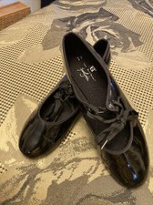 Tap Shoes Girls Black Patent ABT Spotlights 7.5 Mary Janes Ribbon Closure