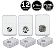 12 Pack 3 Size Assorted Slab Coin Holders For Silver Panda Series 1/4 1/2 & 1 Oz