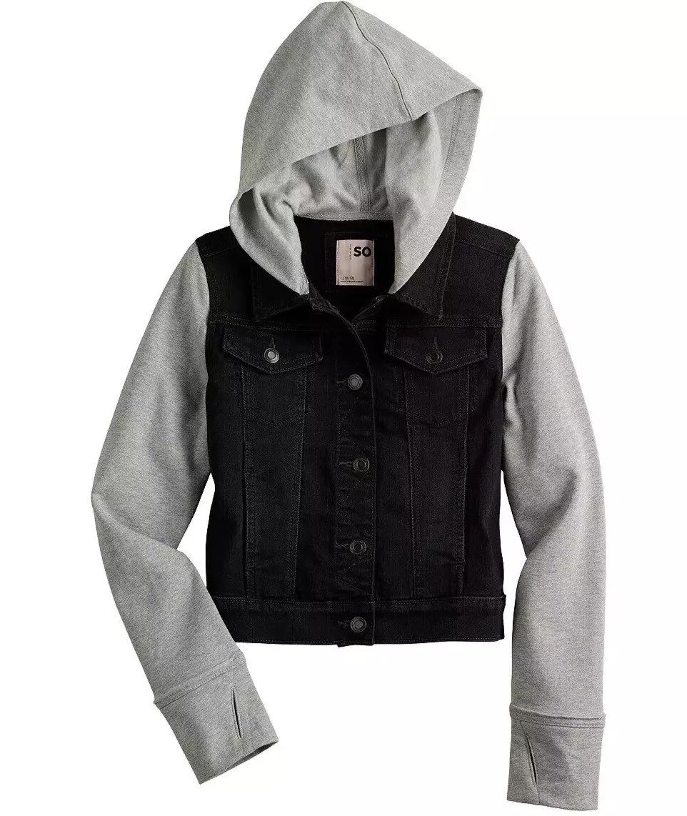 Hooded Denim Jacket - Black