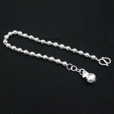 Pure S999 Fine Silver 999 Chain Lucky 5mm Bag Beads Link