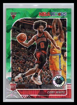 2019-20 Hoops Premium Stock #204 Coby White Prizms Green Cracked Ice