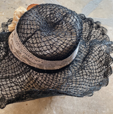 Elsie Massey Victorian large brim Derby Hat Black With  display picture 3