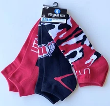 Utah Utes NCAA For Bare Feet 3 Count Pack Camo Boom Large Ankle Socks Brand New