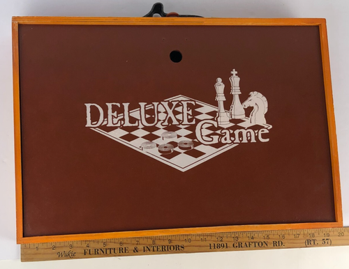 Deluxe Vintage Game Collection Wood Chess & Checkers Backgammon Etc. Game Set - Picture 3 of 12
