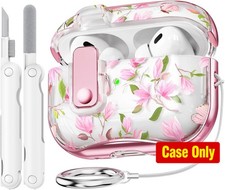 Floral TPU Clear Protective Case for Apple AirPods Pro 1st/2nd Gen with Keychain