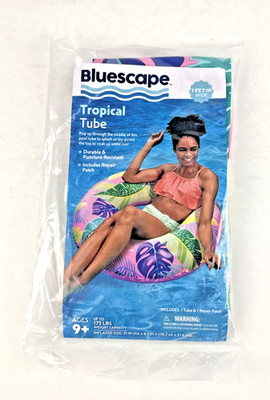 NEW SEALED Bluescape Tropical Pool Float Tube 31  Pink 175lb Age 9+ Repair Patch