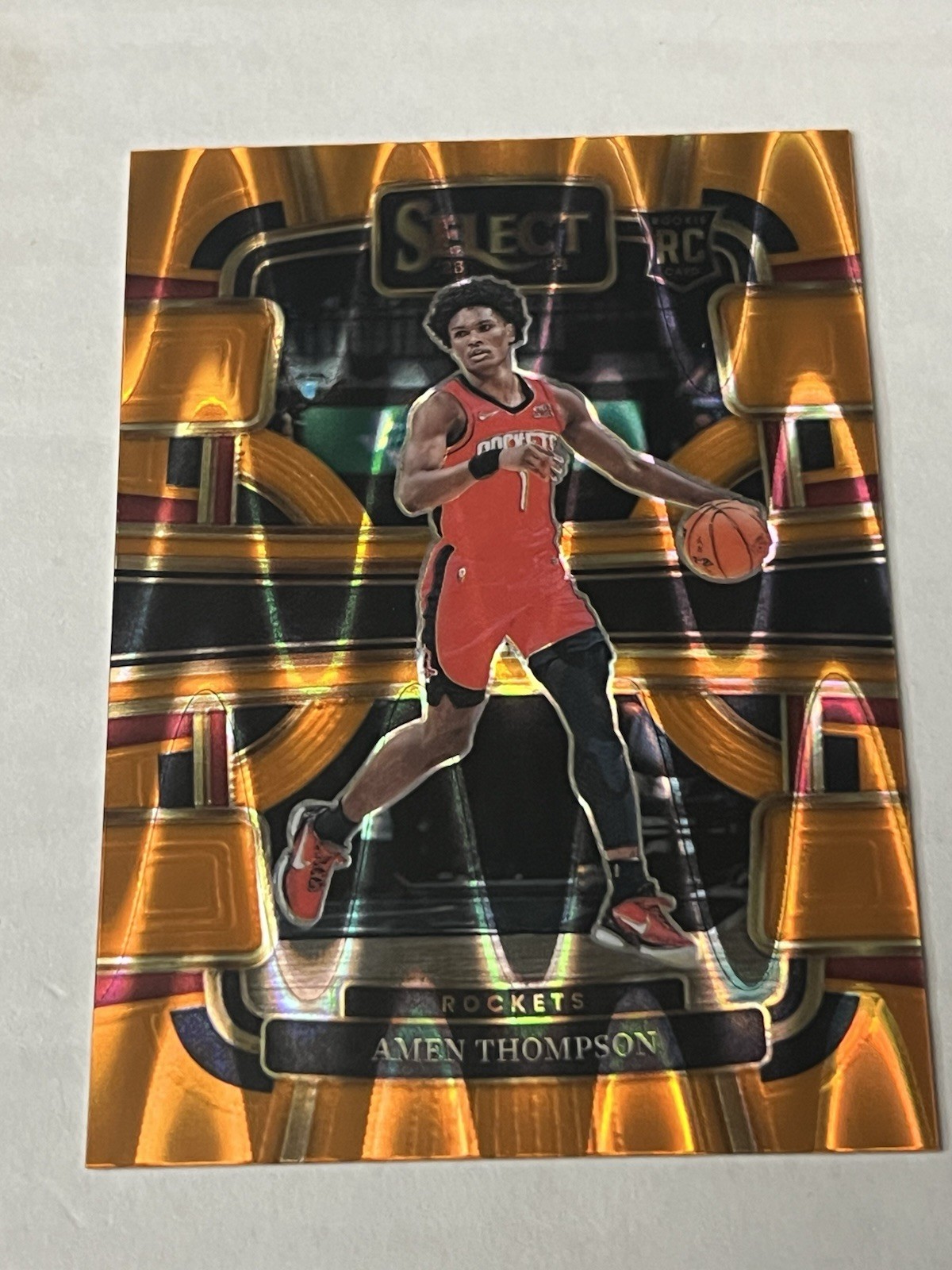 2023-24 Panini Select - Concourse Amen Thompson #96 Orange tectonic Prizm (RC)