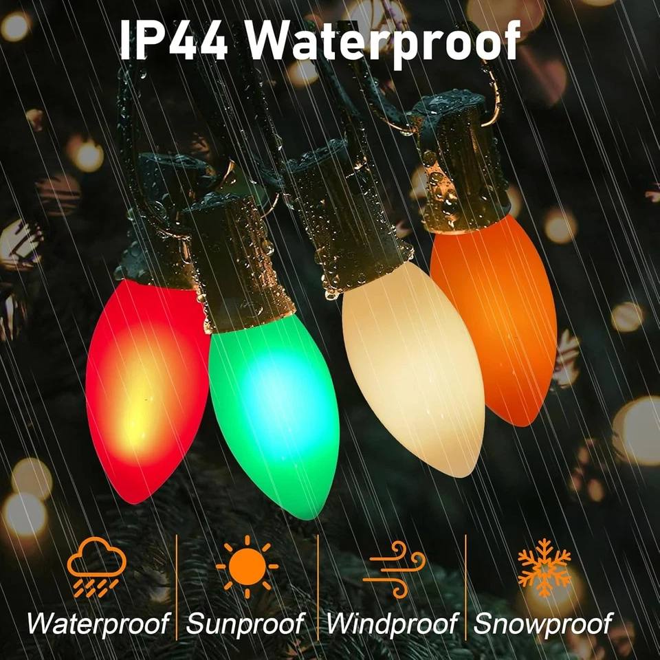 C9 Luces de Navidad Exterior 25 ft Vintage Navidad C9 Incandescente Multicolor Foto 3 de 4