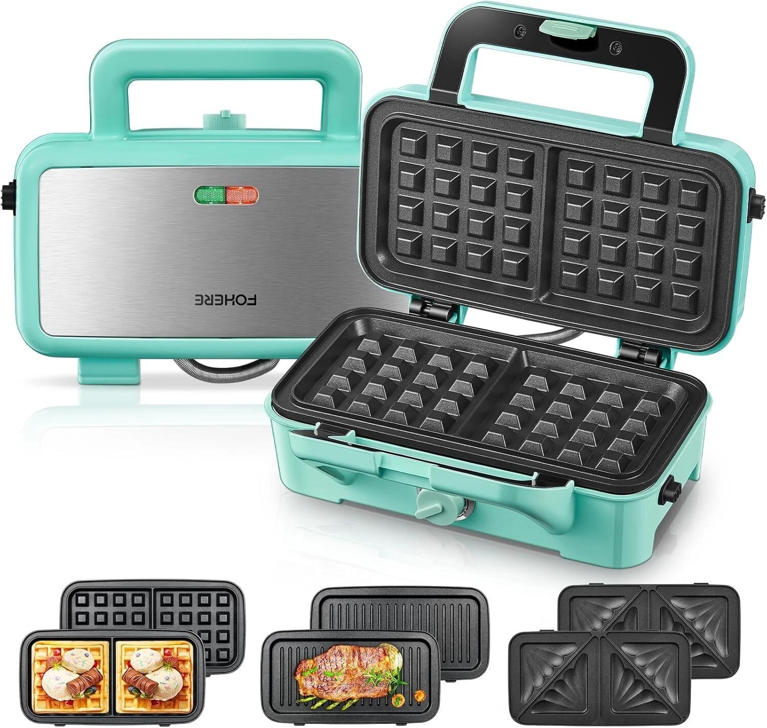 Waffle Maker 3 in 1 Sandwich Maker 1200W Panini Press With Removable Plates