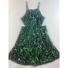 Forever 21 Green Leaf Print Cutout Mini Dress - Women's Size S