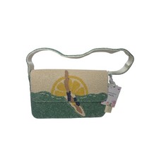 Handcrafted India Nwt Beaded Shoulder Bag Swimmer Lemon Sun Green Cream Unique