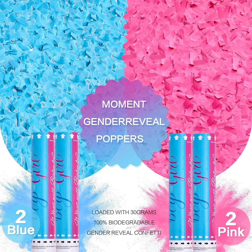 Confetti Cannon Gender Reveal 12 inch Powder Grcannons_2blue2pink - Image 2 of 4