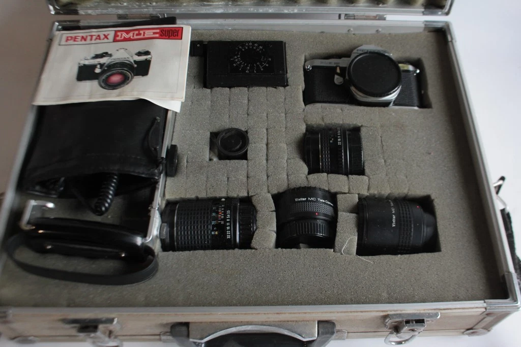 Appareil Photo Pentax ME Super Avec Zoom Asahi 40-80mm – Argentique, Noir, Occasion