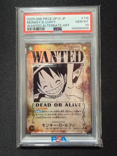Monkey.D.Luffy (Wanted Poster) graded PSA 10 for sale on eBay
