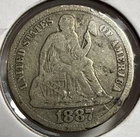 1887-S Seated Liberty Dime 10C Silver U.S. Coin - F Detail (U13)