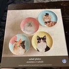 Pier 1 Imports Salad Plates Party Cats  Ironstone 8.7" Whimsical New In Box — photo 1