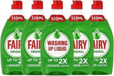 5 x Fairy Original Washing Up Liquid 320ml Bottles – Concentrated Powerful...  7.32 per litre