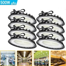 8 Pack 500W UFO LED High Bay Light Shop Industrial Commercial Factory Warehouse