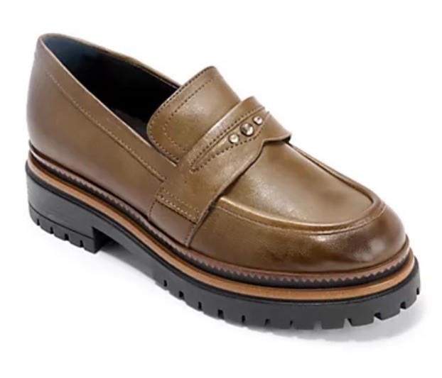 SAOLA Mocassini nuovi Miz Mooz Damian in pelle suola con borchie oliva taglia EU 38 US 7 5 8