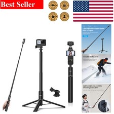 Adjustable 59in Selfie Stick Tripod for DJI Osmo  GoPro - Easy One-Touch Setup