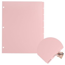Pink 8Set Binders Dividers with Tabs, 3Hole Punch Folder Dividers, Extra Wide...