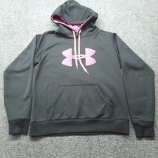 Under Armour UA Storm Hoodie Black Pink Camo Big Logo Pullover 1236673 Womens M