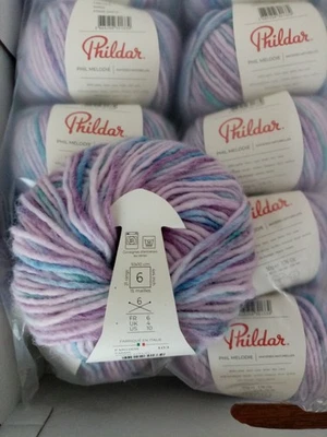 PHILDAR lot de 7 pelotes PHIL MELODIE 10% ALPAGA parme NEUVES 50G - Photo 1/3