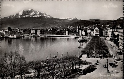 Luzern Switzerland view vintage postcard k865