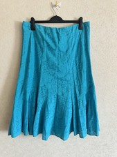 Vintage Y2K 2000?s M&Co Turquoise Blue Printed Midi Skirt Flared Style Size 18