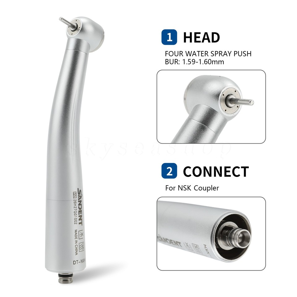 1-10* Dental High Speed No-LED Handpiece 4 Spray For NSK Coupler Big ...