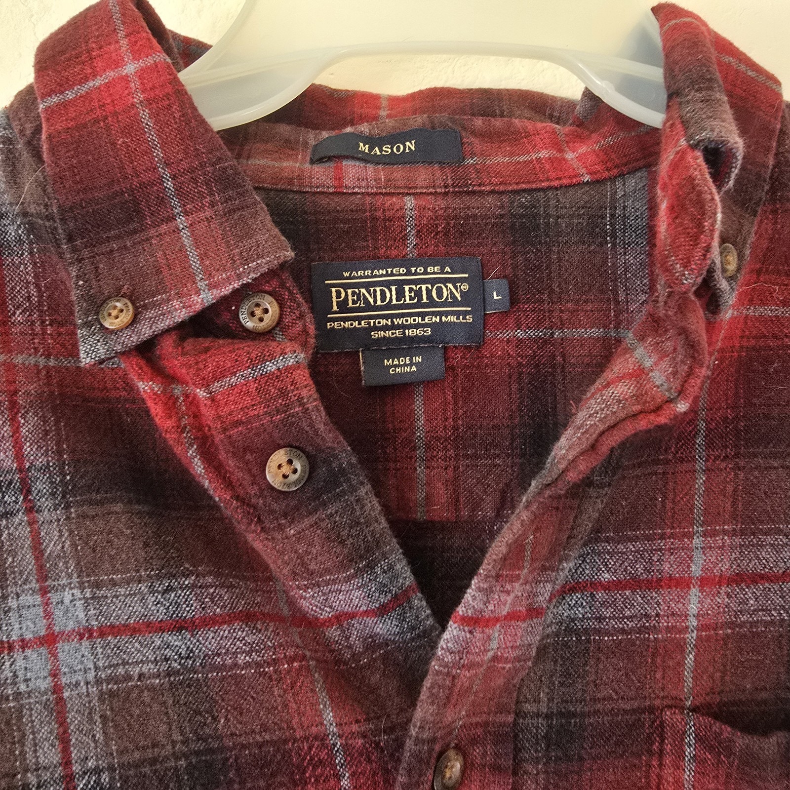 Pendleton Mason Men's Large Button Down Shirt Bur… - image 2