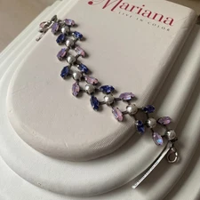Mariana Sterling Silver Swarovski Crystal Pink Purple Bracelet NWT Romantic