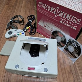 Sega Saturn Home Console HST-0014 with Box + Power Memory + Games Working Japan