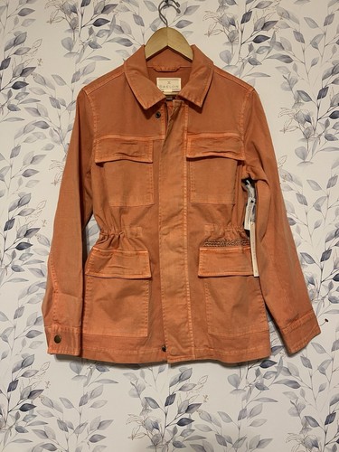 Caslon Jacke Größe S Farbe Koralle Ton/Orange Langarm Knöpfe Taschen