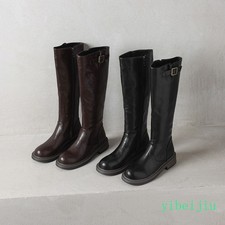 Women's Knee High Riding Boot Low Heel Vintage Long Shoes Plus Size Comfort Lady