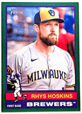 2025 Topps Heritage - #291 Rhys Hoskins - Dark Green Border SP Brewers