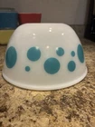 Vintage Hazel Atlas Turquoise Dots 7 inch Nesting Mixing Bowl