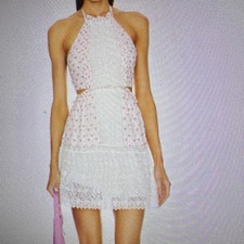 Loveshackfancy Women's Pink Cutout Tiered Audrina Cotton Mini Dress Size XL