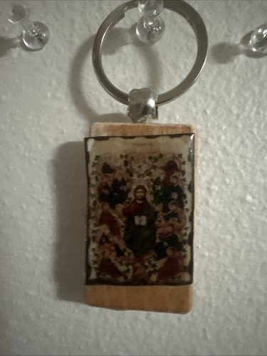 Religious Keychain,wood.
