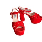 Sandalias PRADA plataforma roja gamuza - talla 39 - usadas 1 vez - muy buen estado