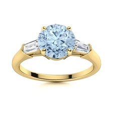Aquamarine Gemstone Three-Stone Engagement Ring 925 Sterling Silver