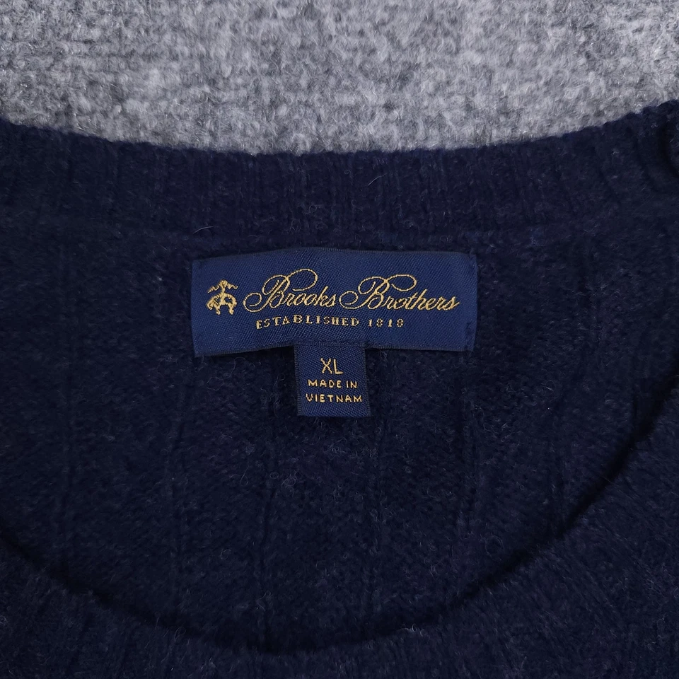 Свитер мужской Brooks Brothers XL темно-синий из овечьей шерсти вязаный пуловер с круглым вырезом - Изображение 4 из 4