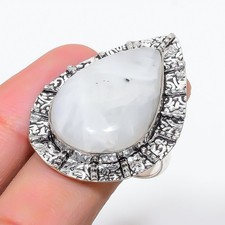 Rainbow Moonstone Gemstone 925 Sterling Silver Jewelry Ring Size 9.5 q525