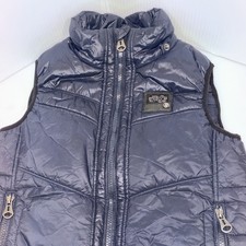 Diesel Kids Puffer Vest 10 Navy High Collar Zip Pockets Logo Warm Zip Up No Hood