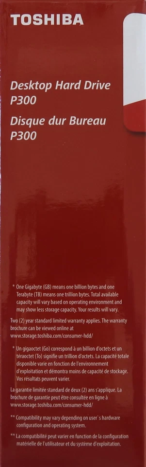 Toshiba 3.5" P300 Internal Desktop 7200rpm 64MB 6gbs 3.5" 1TB Sata HDWD110 "New" - Image 4 of 4
