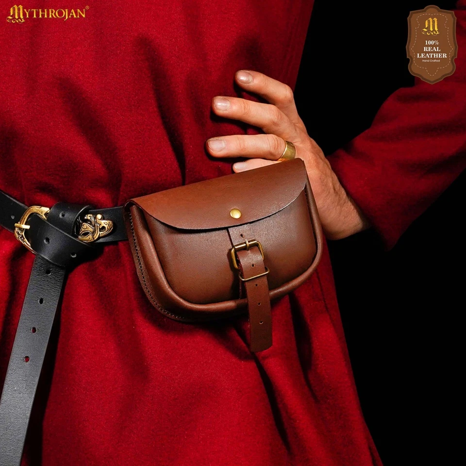 Bolso Cinturón Cuero Medieval Bolsa SCA LARP Renacimiento Cosplay Disfraz Accesorio Foto 4 de 4