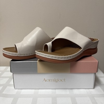 Aomigoct Woman s Sandals Casual Walking Wedges Apricot In Size 38 - Shoes