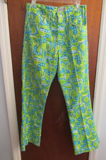 Vintage Lilly Pulitzer Mens Stuff Pants Blue Green Musical Instrument 30x30