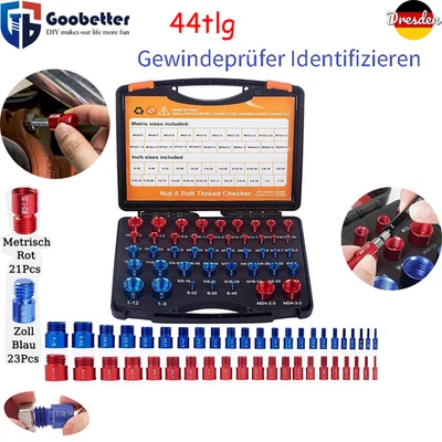 GOOBETTER 44tlg Metrisch+Zoll Gewindeprüfer Identifizieren Zoll + Metrische Gewindelehre