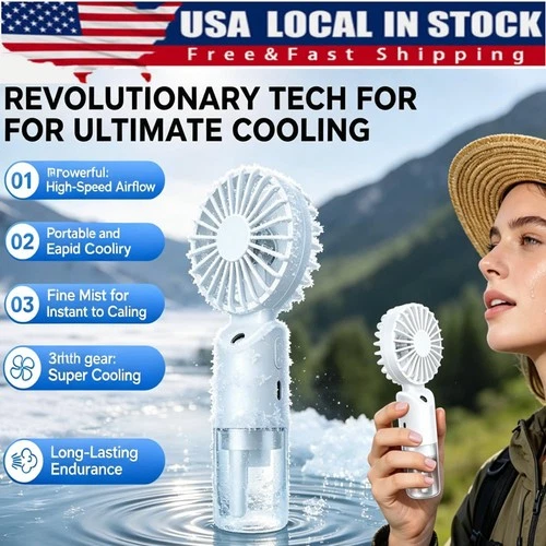 Portable Hand Held Misting Fan USB Rechargeable Battery Quiet Spray Fan Mister